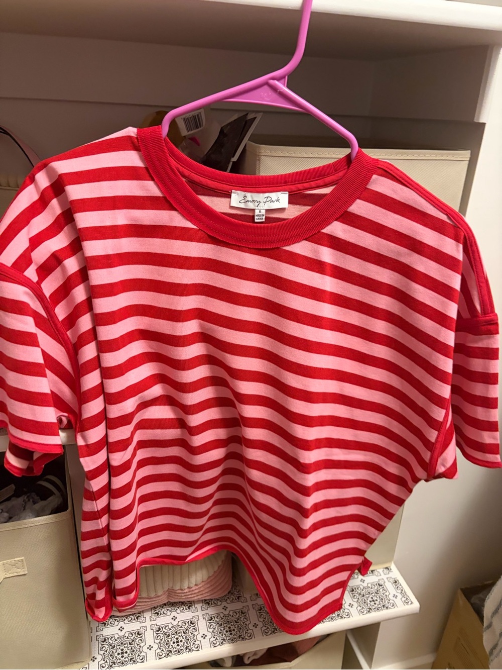 emory park Pink and Red Striped Short-Sleeve Tee